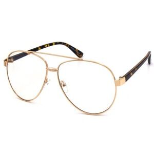 Aviator Glasses Gold Frame Tortoise Temple Clear Lens Fashion Eyewear‎ Hip Hop